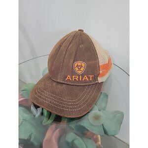 Ariat Mens Baseball Cap‎ Orange Oilskin Stripes Mesh Snap Back 1595002